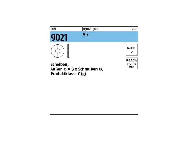 8,4 DIN 9021 Scheiben Stahl A2 Edelstahl ISO 7093