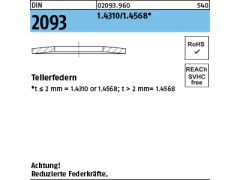 200 x Tellerfedern DIN 2093 31,5 x 16,3 x 1,25 - 1.4310/1.4568